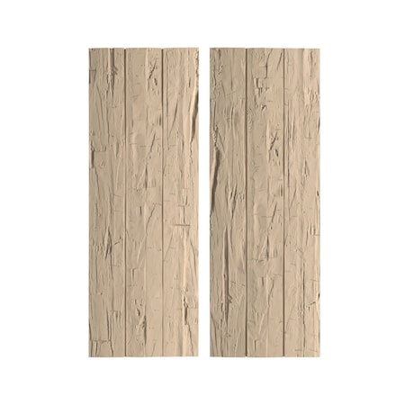 Rustic Three Board Joined Board-n-Batten Hand Hewn Faux Wood Shutters W/No Batten, 16 1/2W X 84H